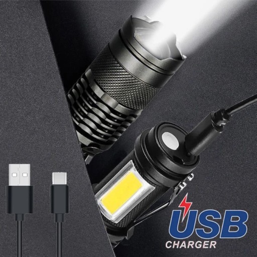 VÝKONNÁ LED COB ZOOM USB TAKTICKÁ BATERKA