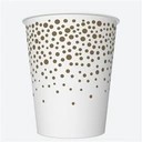 Párty papierové poháre, biele so zlatými bodkami, 250 ml/8 ks, párty