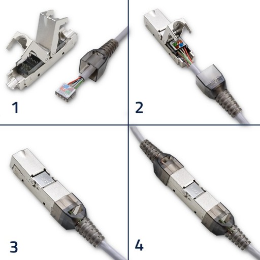 Qoltec zástrčka STP RJ45 bez použitia náradia | CAT6 | JACK PIN | T568B | T568A