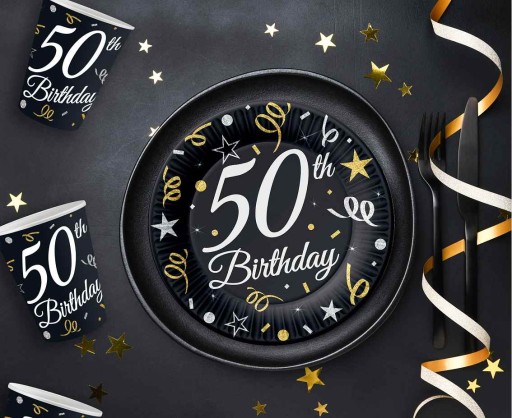 Taniere k 50. narodeninám Black Gold Paper 6 ks