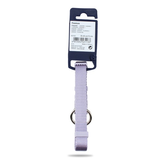 Prémiový obojok, pes, svetlá lila, S–M: 30–45 cm/15 mm