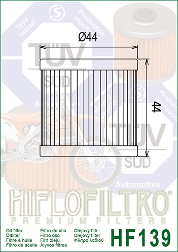 HIFLOFILTRO OLEJOVÝ FILTER HF139