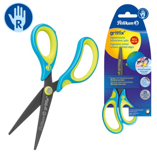 Titánové školské nožnice 14,5cm, ergonomické pre pravákov Pelikan