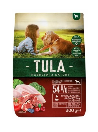 Suché krmivo pre psov, kuracie, jahňacie, 300g Tula
