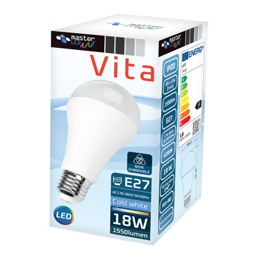 LED žiarovka E27 diódová 20 SMD 2835 18W 230V A65