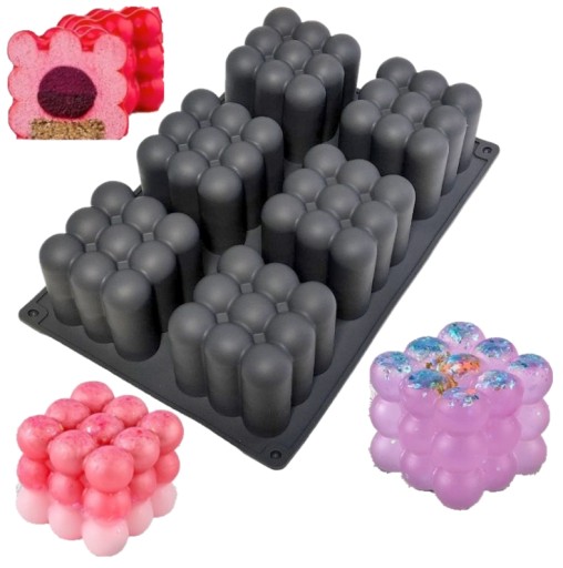 SILIKÓNOVÁ FORMA NA MONOPORCIU 3D KOCKY NA TORTY, SVIEČKY NA ĽAD