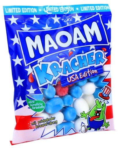 Ovocné gumičky so šumivou náplňou HARIBO MaOaM Kracher USA 200g DE