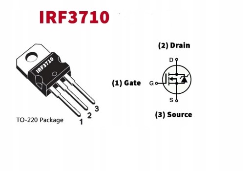 tranzistor IRF3710; N-MOSFET; 57A; 100V; 200 W