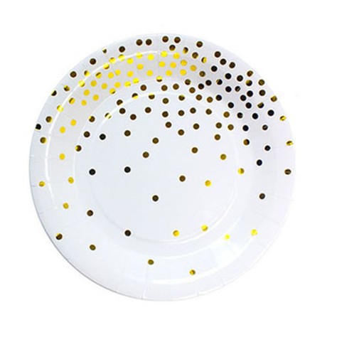 Biele papierové taniere s dekoráciou, 18 cm, narodeninové