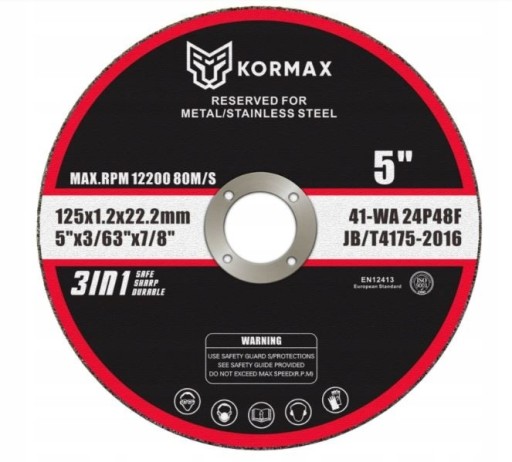 Kotúč na nerez inox 125x1,2x22,23mm Kormax