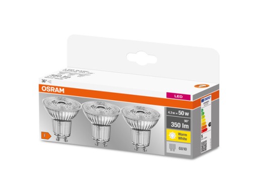 OSRAM 3x GU10 LED žiarovka 4,3W = 50W 350lm 2700K