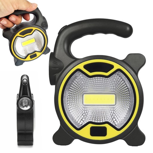 Výkonná LED COB lampa do dielne s držiakom halogénovej batérie