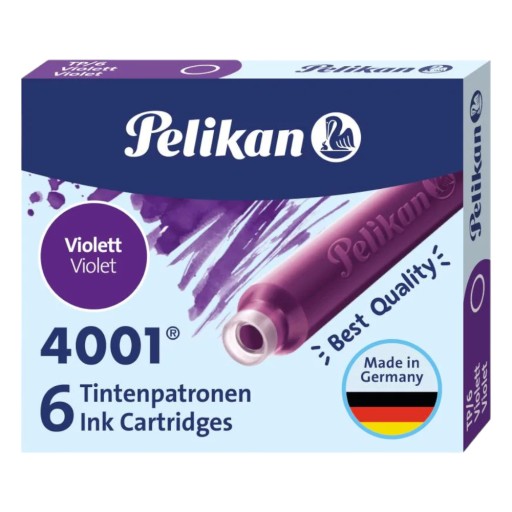 Atramentové perá Pelikan, 6 kusov, fialové