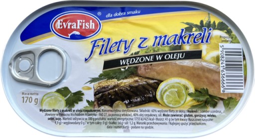 MAKERELOVÉ FILETKY ÚDENÉ V OLEJI 170 G EVRAFISH