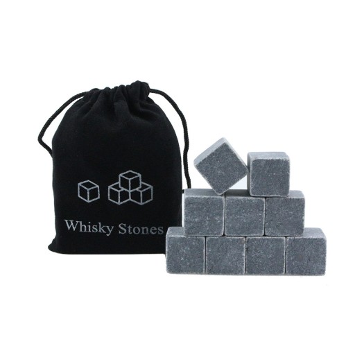 Kamenné kocky ľadu a kamene do nápojov Whisky