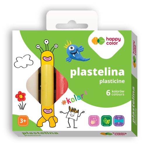 Okrúhla školská plastelína, 6 farieb, Happy Color