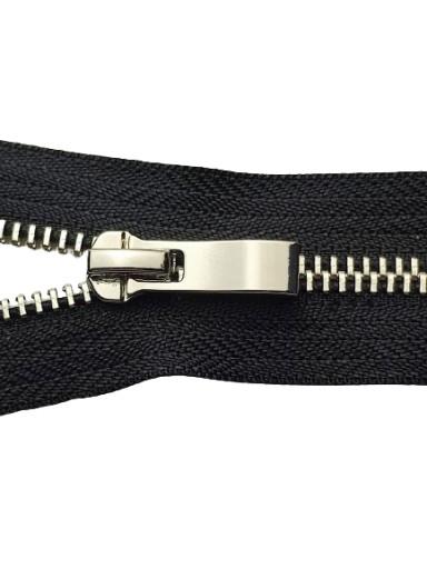 Kovový bežec na zips #5, leštený, 75 cm, čierny/nikel