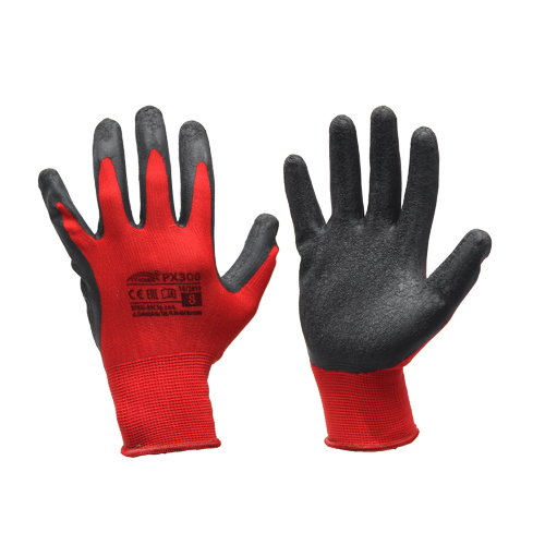 VYSTUŽENÉ RUKAVICE LATEX, PX300 BLACK/RED, R.8 BRIDGE