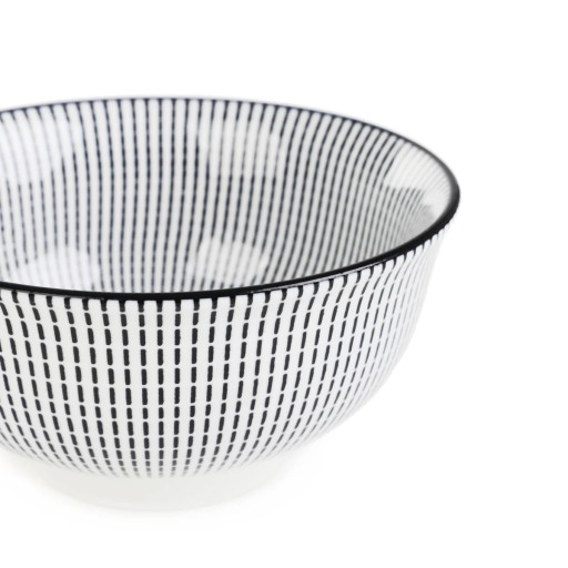 Porcelánová misa NAVIA, čierna, 12 cm, HOMLA, pruhovaná