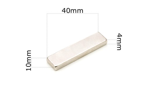 SILNÝ NEODYMOVÝ PLÁŠŤOVÝ MAGNET 40x10x4 / NEODYMOVÉ MAGNETY /