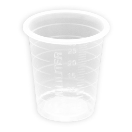 PLASTOVÉ POHÁRKY NA LIEKY VODKA S ODSTUPŇOVANÍM 30ml MALÉ HRNČKY 90 ks.