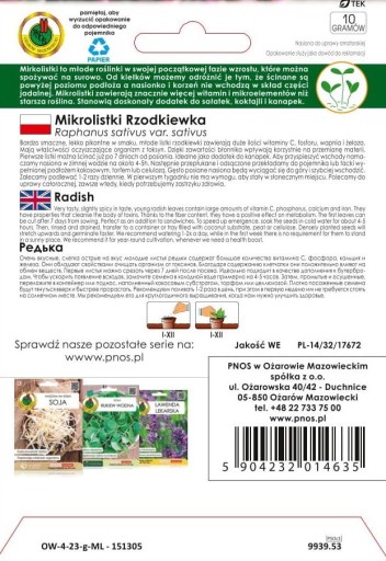 Semená reďkovky mikrolist 10g