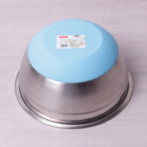 Miska 20*10cm, oceľ, modré silikónové dno