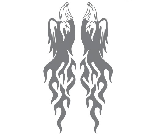 Nálepka Eagle Head Flames Silver Silver 2 ks