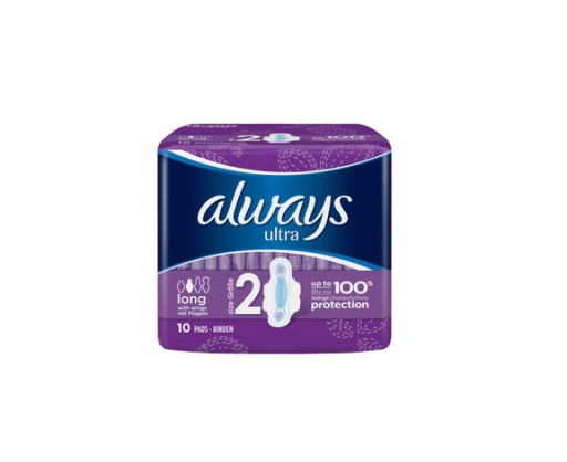 Always Ultra Long, Hygienické vložky s krídelkami, 10 ks