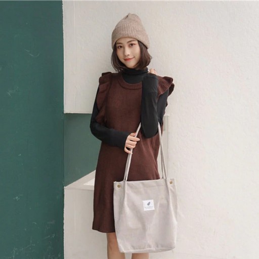 ŠEDÁ manšestrová taška, Capacious Shopper, A4