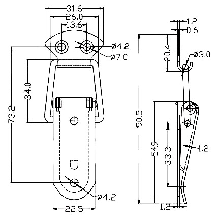 Hrudný zámok XLJ103 nikel 90x32mm Zámok, wrzeciądz