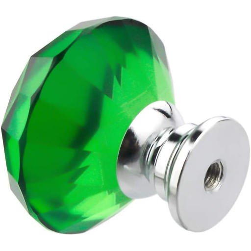 NÁBYTKOVÁ KĽÚČKA KRIŠTÁĽOVÁ KĽÚČKA NÁBYTOKOVÉ KĽUČKY ZELENÁ BRILLIANT 30mm 4ks