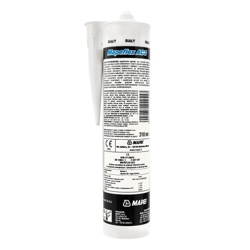 MAPEI MAPEFLEX AC3 akrylátový tmel biely 310ml s hladkým povrchom