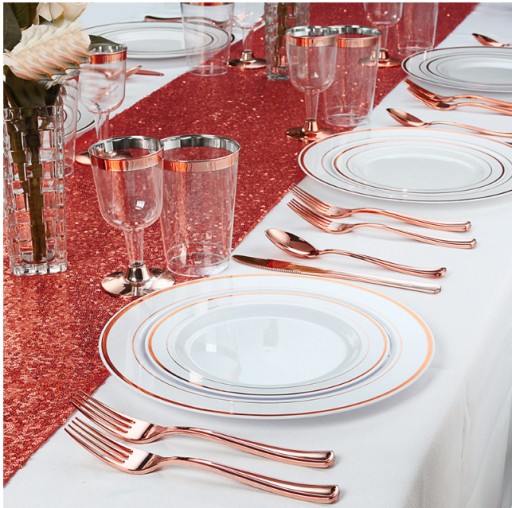Nože, jednorazové plastové príbory ROSE GOLD