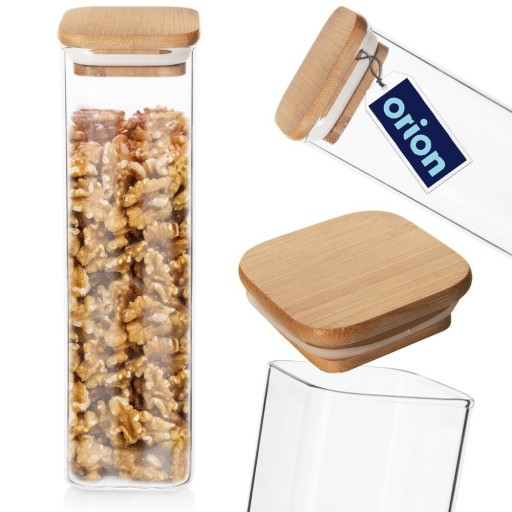 SKLENENÁ BAMBOO kuchynská nádoba na sypké potraviny, 600 ml