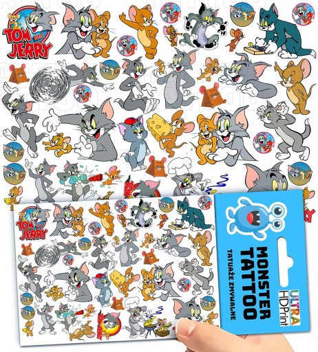 UMÝVAJÚCE DOČASNÉ TETOVANIE PRE DETI TOM A JERRY ORIGINÁLNE DIZAJNY