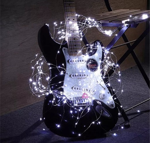 100 LED DRÔTOVÝCH LAMPY, NA BATÉRIU, BIELE SVETLO
