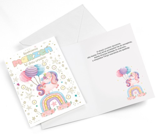 Blahoželanie k narodeninám s prianím pre dievča Unicorn Gift TS192