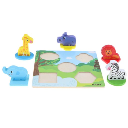 Náučné drevené puzzle safari bloky 0057