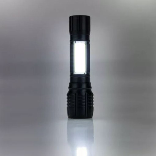 MEGA VÝKONNÉ TAKTICKÉ SVETLO XPE COB ZOOM SOS LED PUZDRO USB ČIERNY HLINÍK