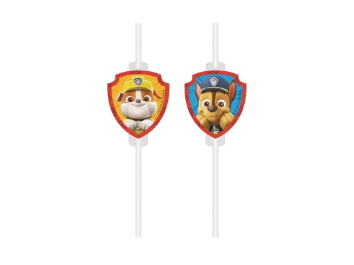 Papierové tuby (slamky) s medailónom Paw Patrol, 4 ks.