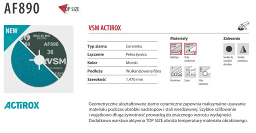 Fiber Disc Fibra 125 VSM ACTIROX P36 AF890 INOX
