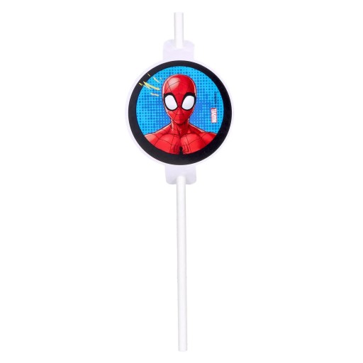 Papierové tuby (slamky) s medailónom Spiderman, 4 ks.