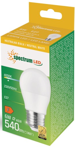 LED žiarovka svetelný zdroj BALL E-27 230V 6W NW 540lm 4000K SPEKTRUM