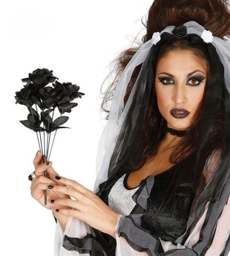 KYTICA ČIERNYCH RUŽÍ UMELÉ HALLOWEENSKÉ KVETY
