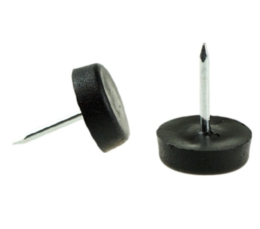 100 x nábytkové klzáky 15 mm s klincom, čierne