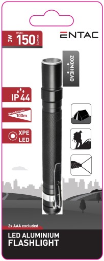 PEN TORCH Zoom ALU klip 3W 150lm ENTAC