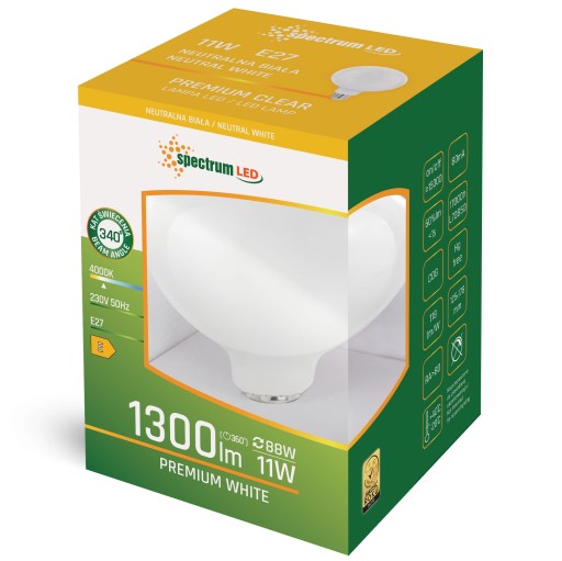 NEUTRÁLNA LED ŽIAROVKA E-27 230V 11W WOJ+14368