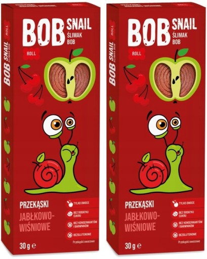 SNAIL SNACK Bob Snail WRAP jablkovo-čerešňový 2x30g | OVOCIE PRÍRODNÉ