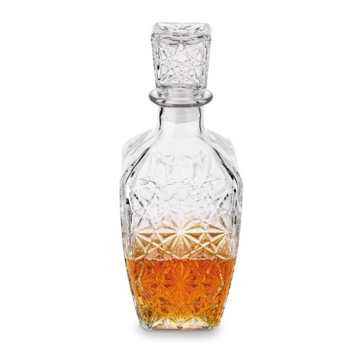 SKLENENÁ KARAFA NA WHISKY, DEKORATÍVNA FĽAŠA na likéry S KORKOM